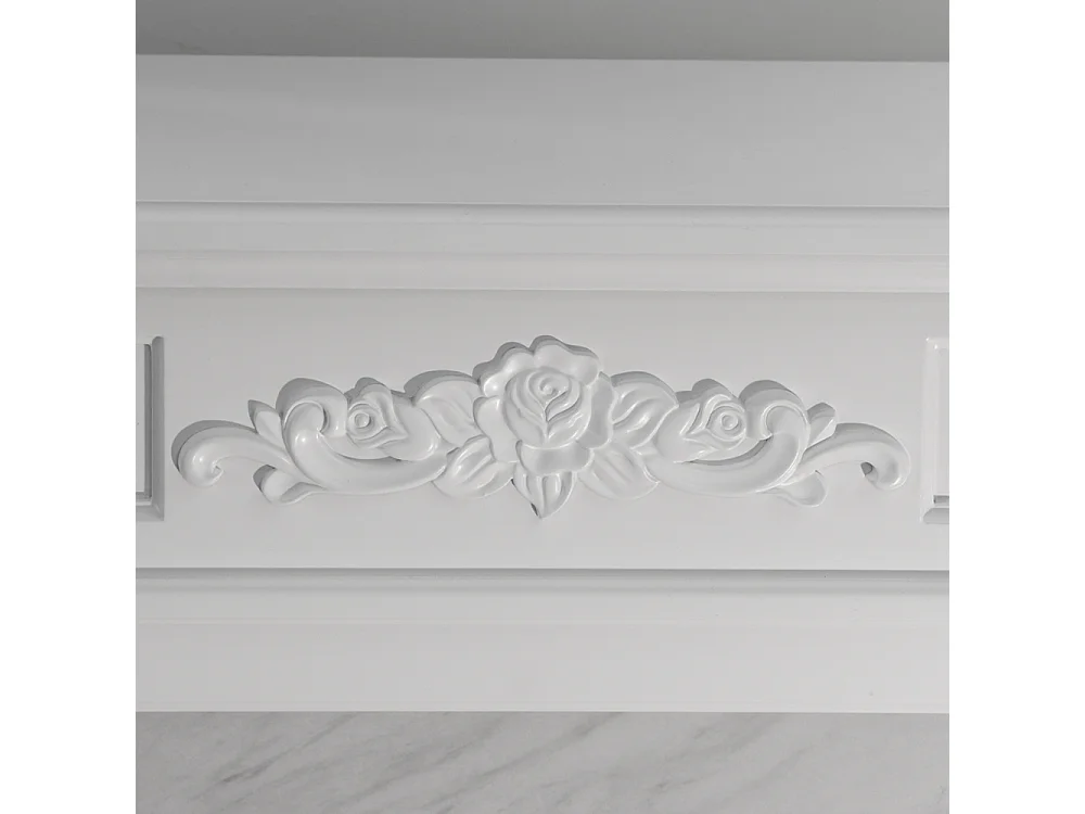 Cheminée au bioéthanol Cheminée bio au sol TRUMAN Effet marbre blanc L121 x P38 x H108