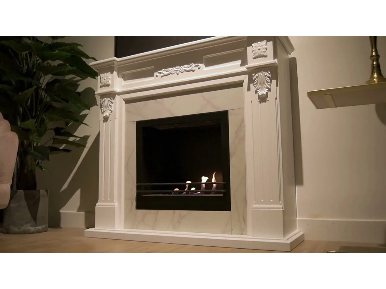 Bio-ethanolhaard biohaard TRUMAN Wit marmereffect L121 x D38 x H108