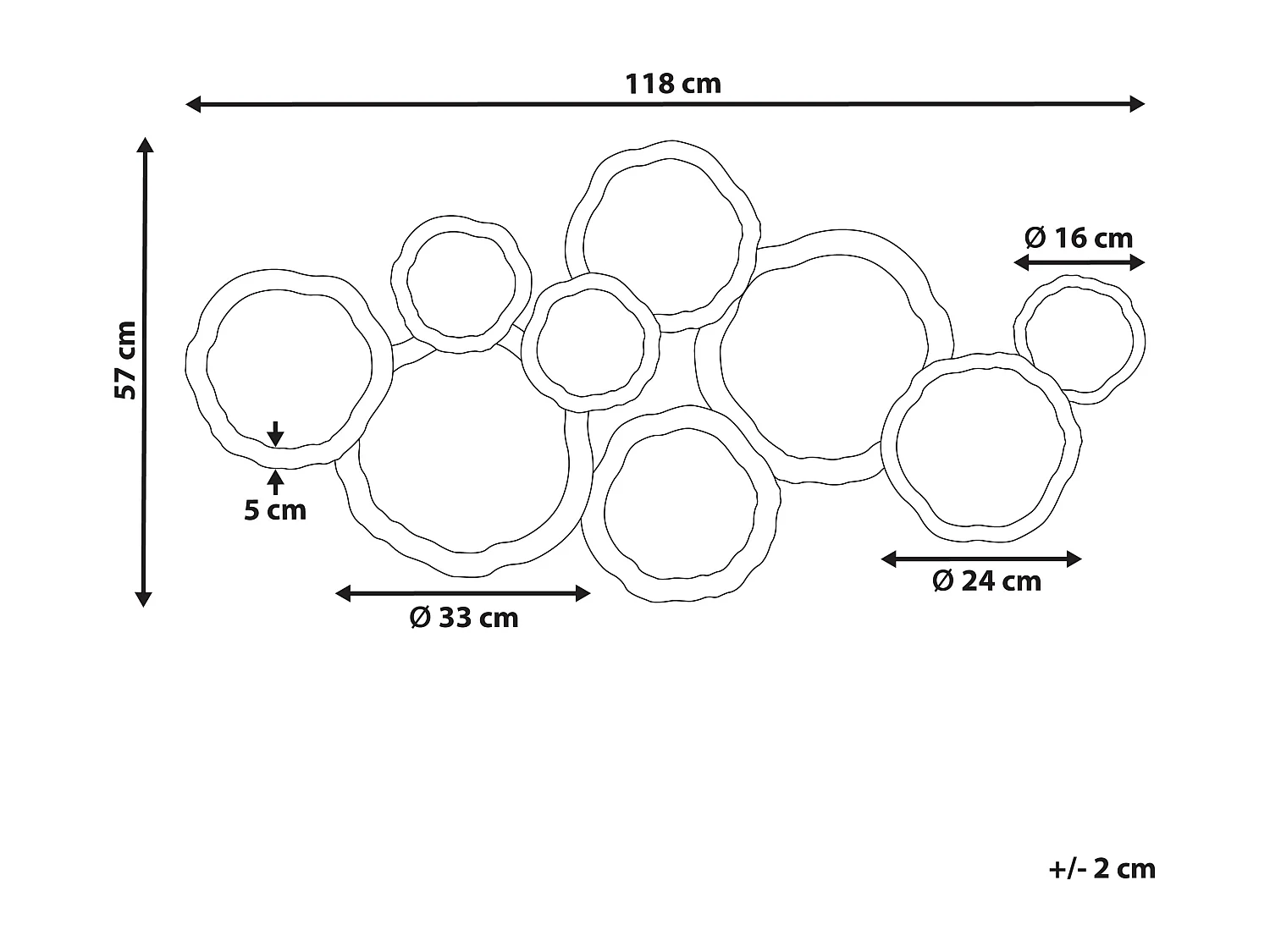 Dekoracja ścienna ARGON Metal 57 cm Kolorowy