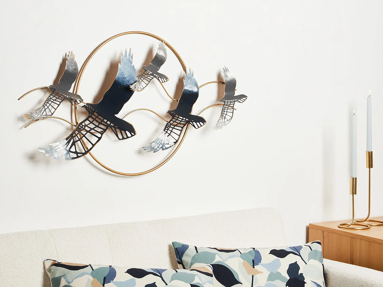 Décoration murale Oiseau TELLURIUM Métal 50 cm Doré