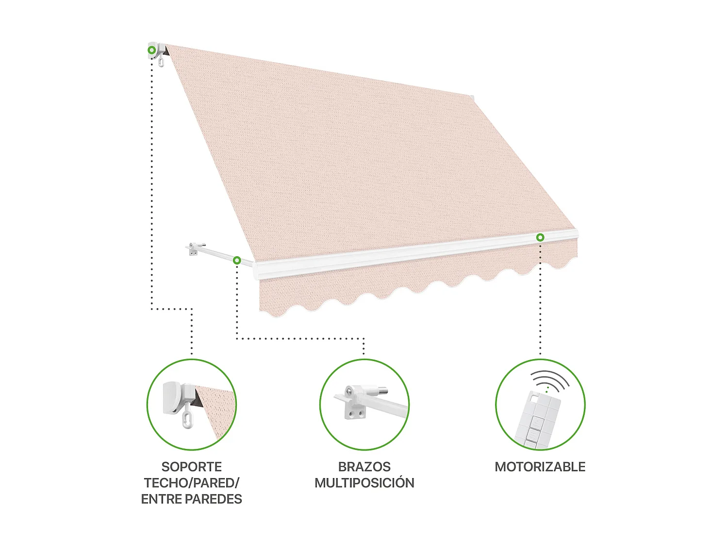 Wasabi - Tenda da Sole Avvolgibile Esterno Balcone 300x250cm Sabbia – Poliestere
