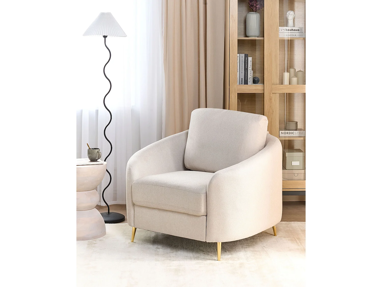 Fauteuil TROSA Tissu Beige clair