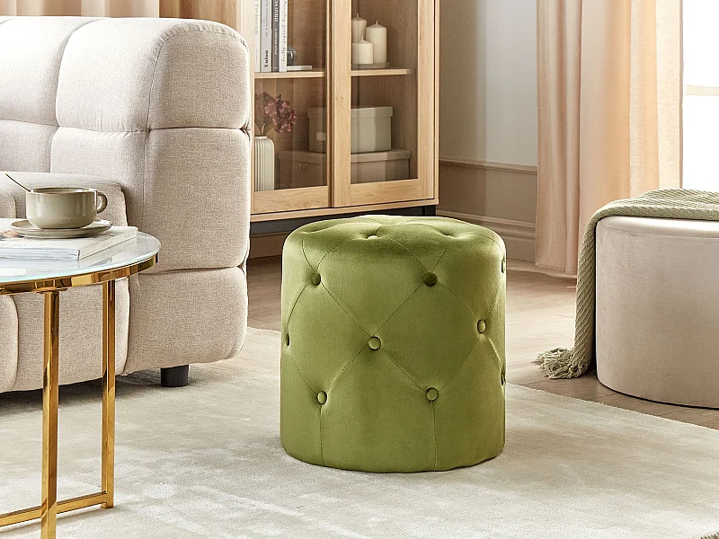 Pouf COROLLA Velours Vert olive