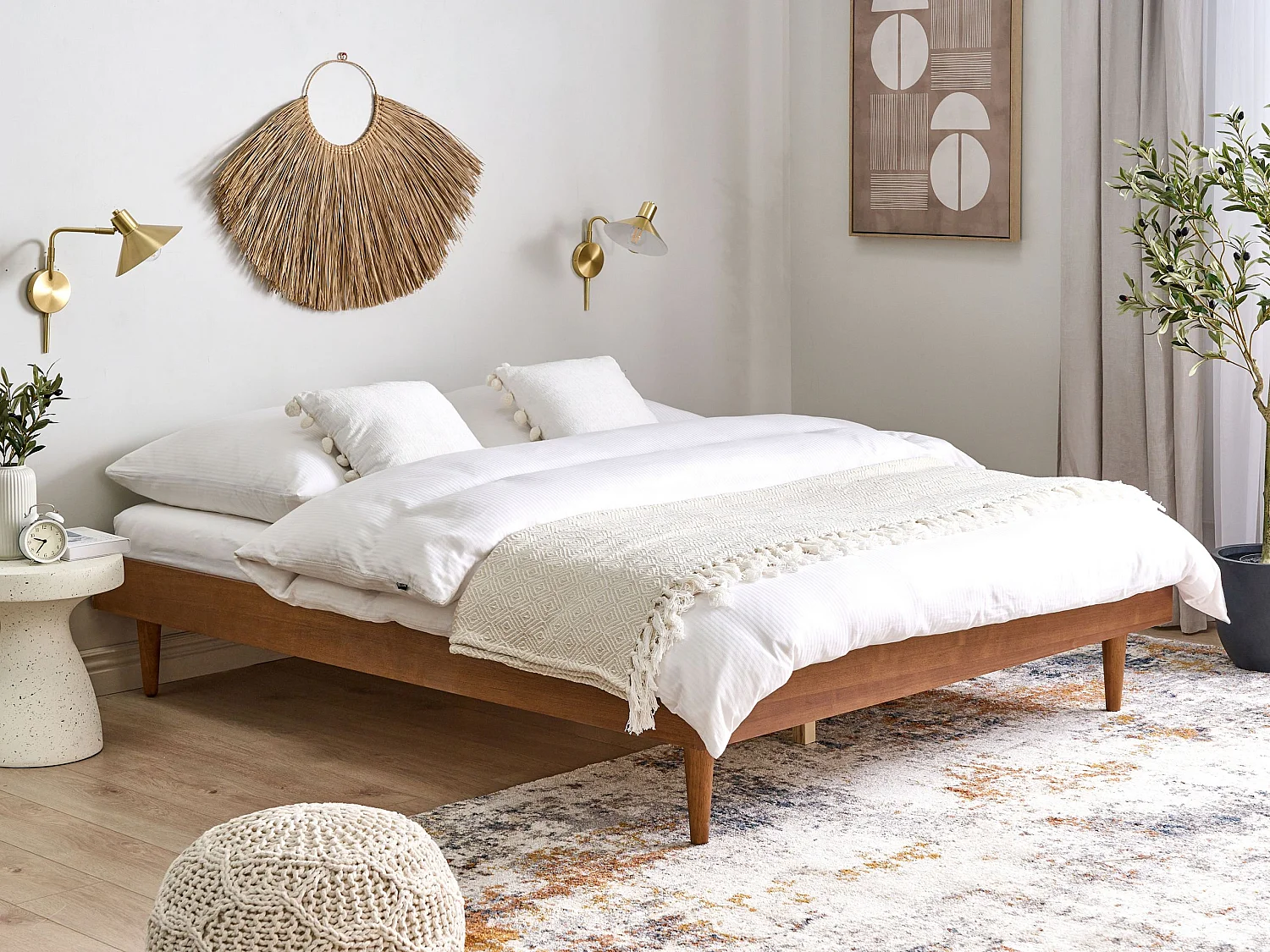 Bed TOUCY 180 x 200 cm (EU Super King) Brown Ash Wood