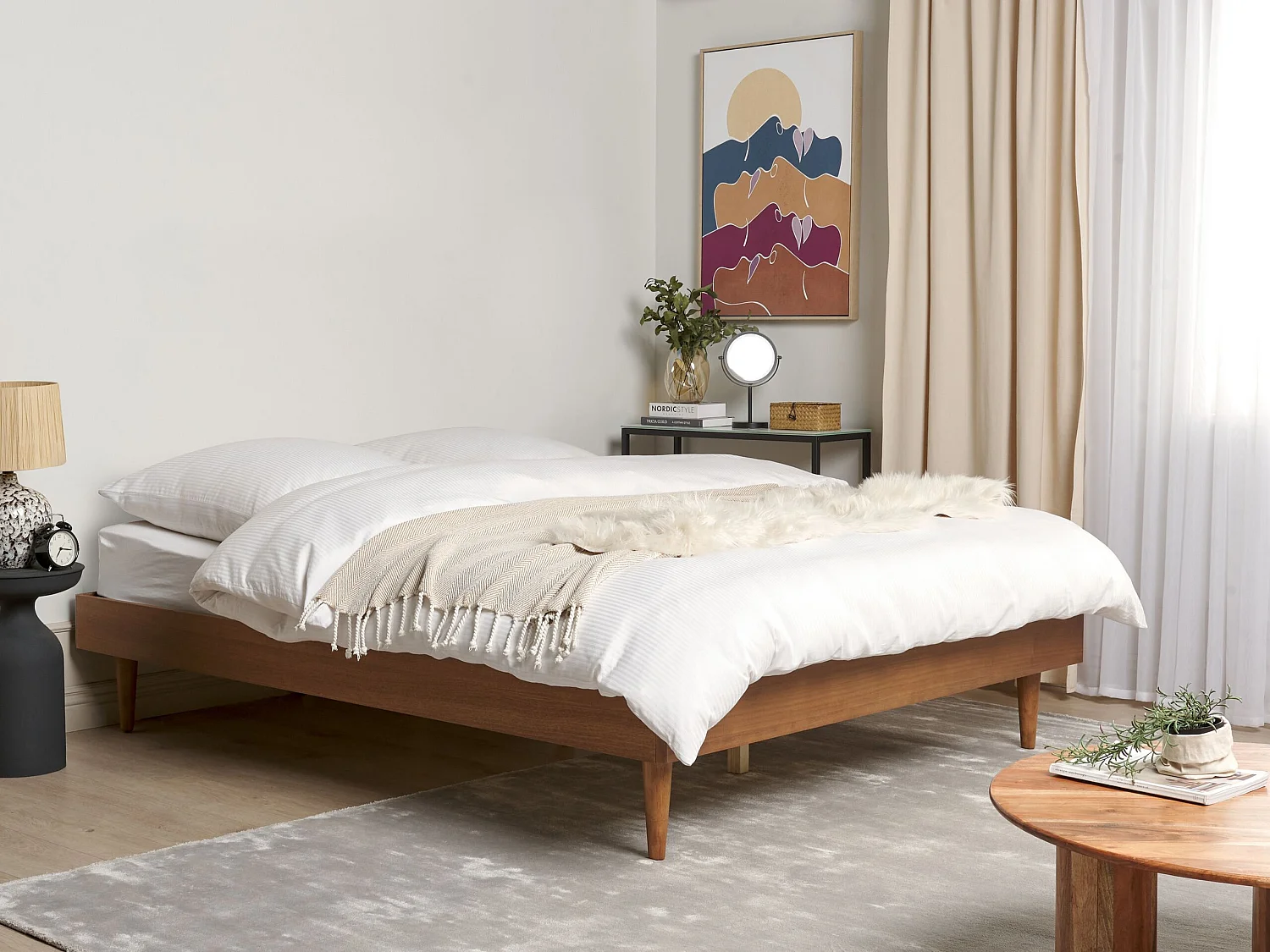 Bed TOUCY 160 x 200 cm (EU King Size) Brown Ash Wood