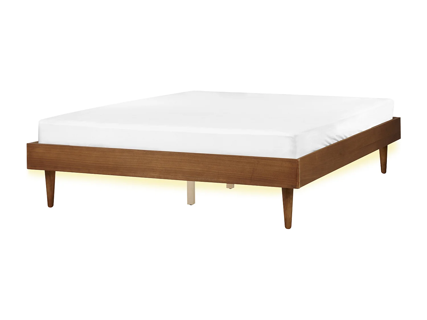 Cama com LED Madeira TOUCY 160 x 200 cm Castanho claro