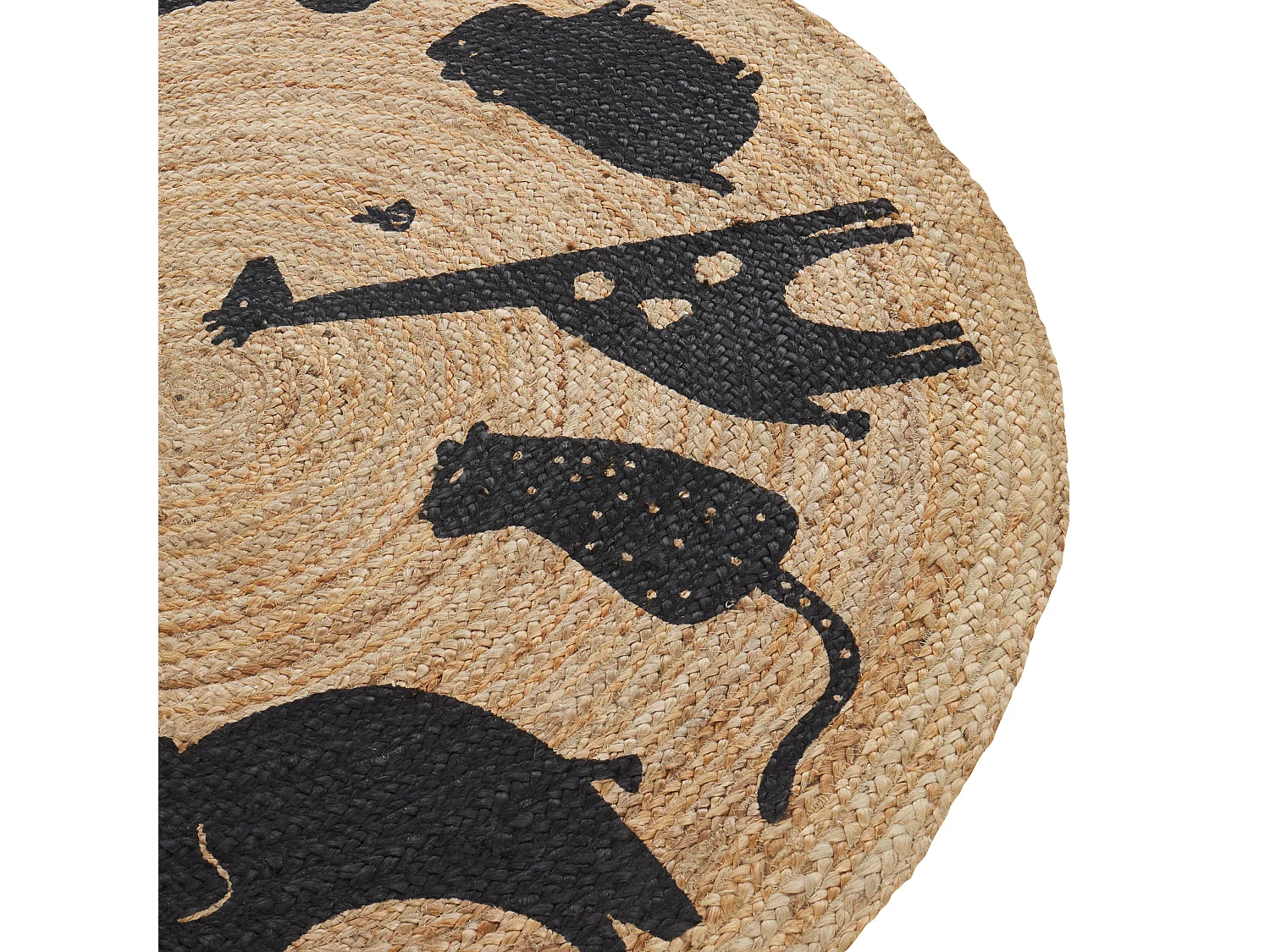 Kinderteppich aus Jute beige Tiermotiv rund ⌀ 120 cm für Kinderzimmer Earth