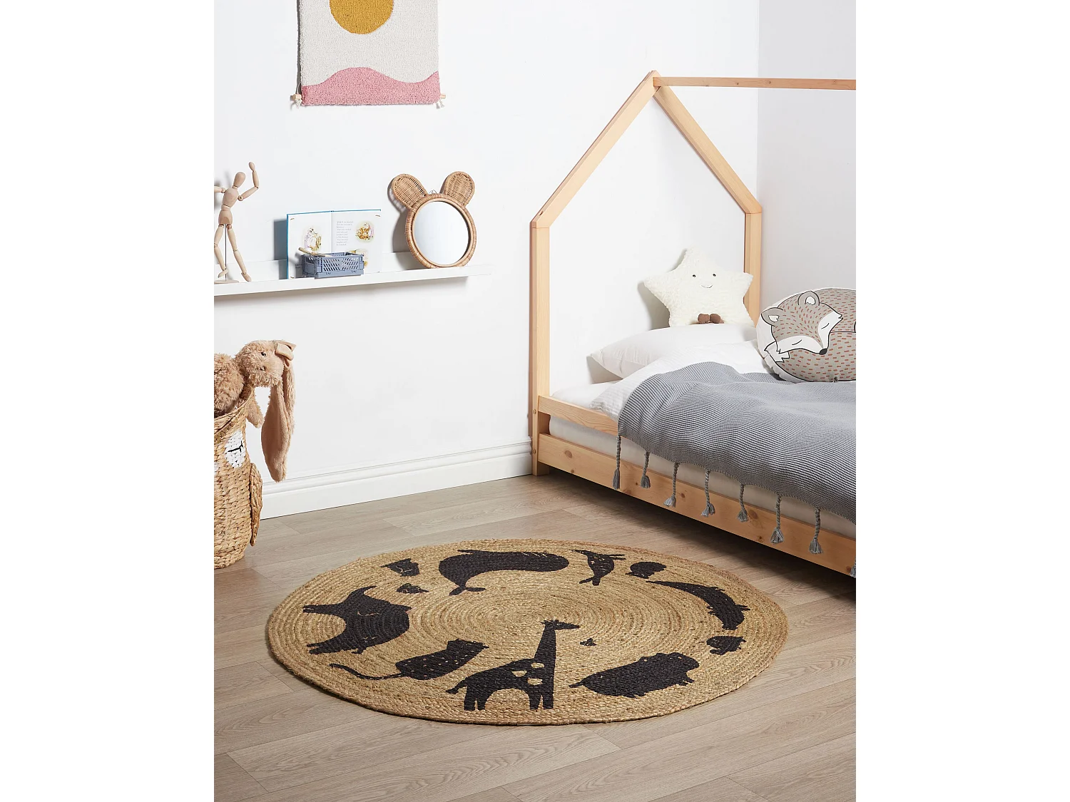 Vloerkleed jute beige ⌀ 120 cm EARTH