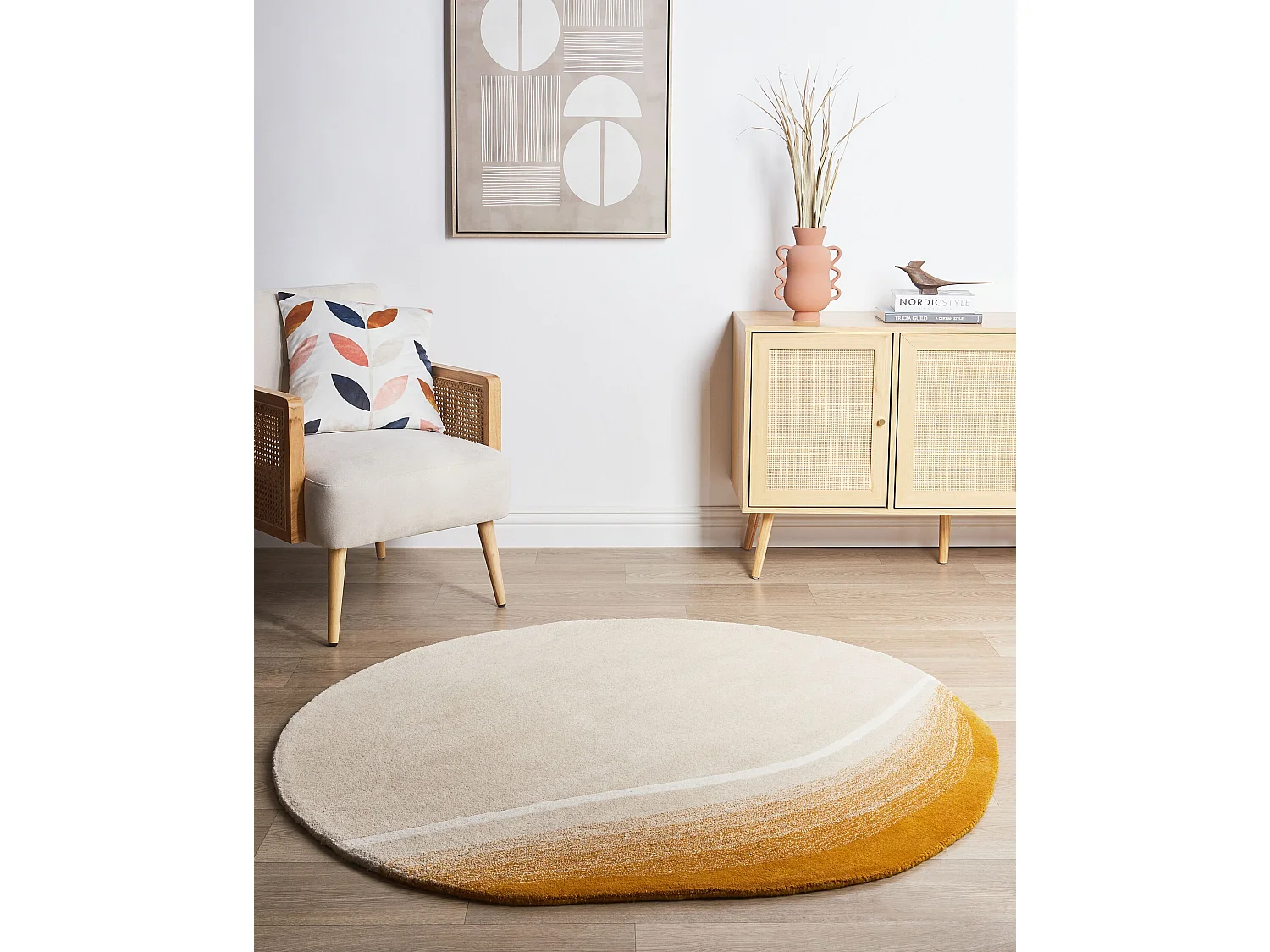 Dywan wełniany ⌀ 140 cm beżowy GRENADE