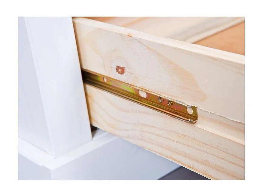 Meuble TV en Pin Massif "Abigael" 118cm Blanc