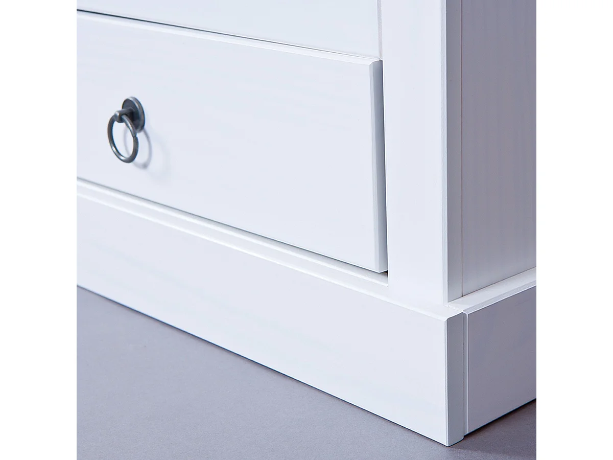 Meuble TV en Pin Massif "Abigael" 118cm Blanc