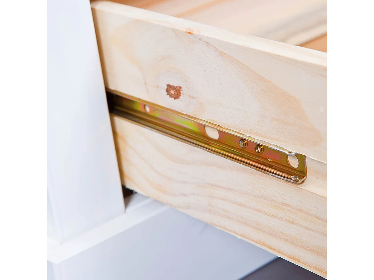 Meuble TV en Pin Massif "Abigael" 118cm Blanc