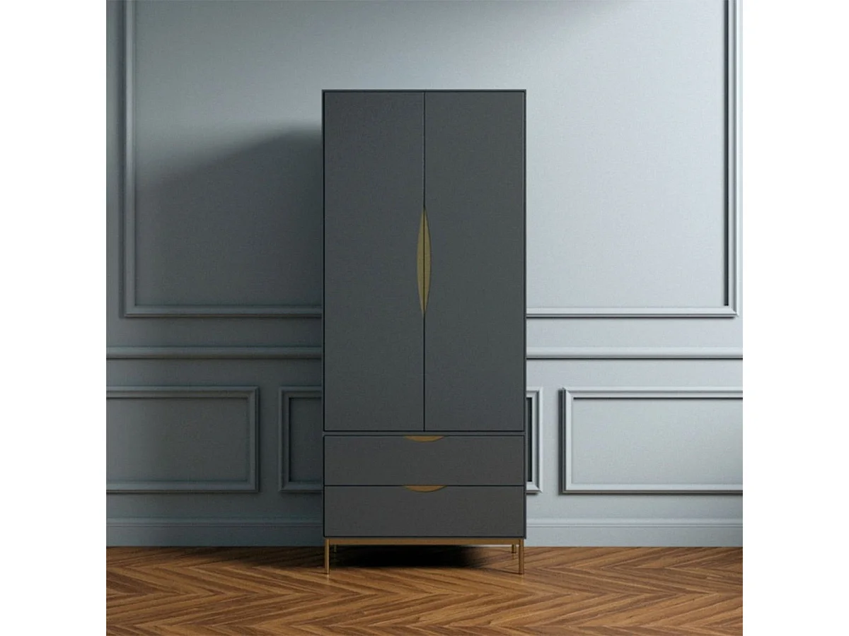Armoire 2 Portes Design "Kobe" 195cm Gris