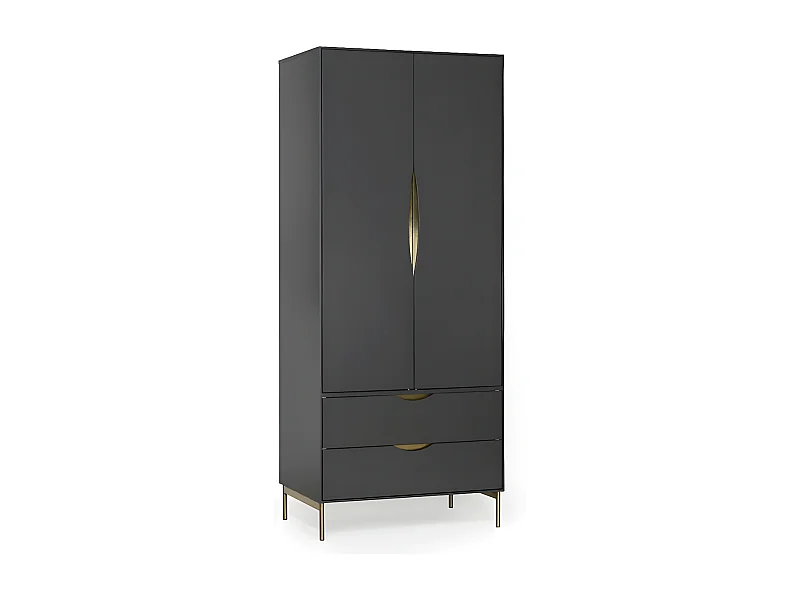 Armoire 2 Portes Design "Kobe" 195cm Gris