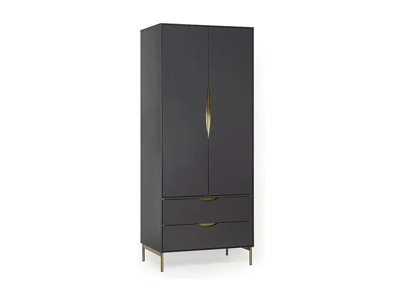 Armoire 2 Portes Design "Kobe" 195cm Gris