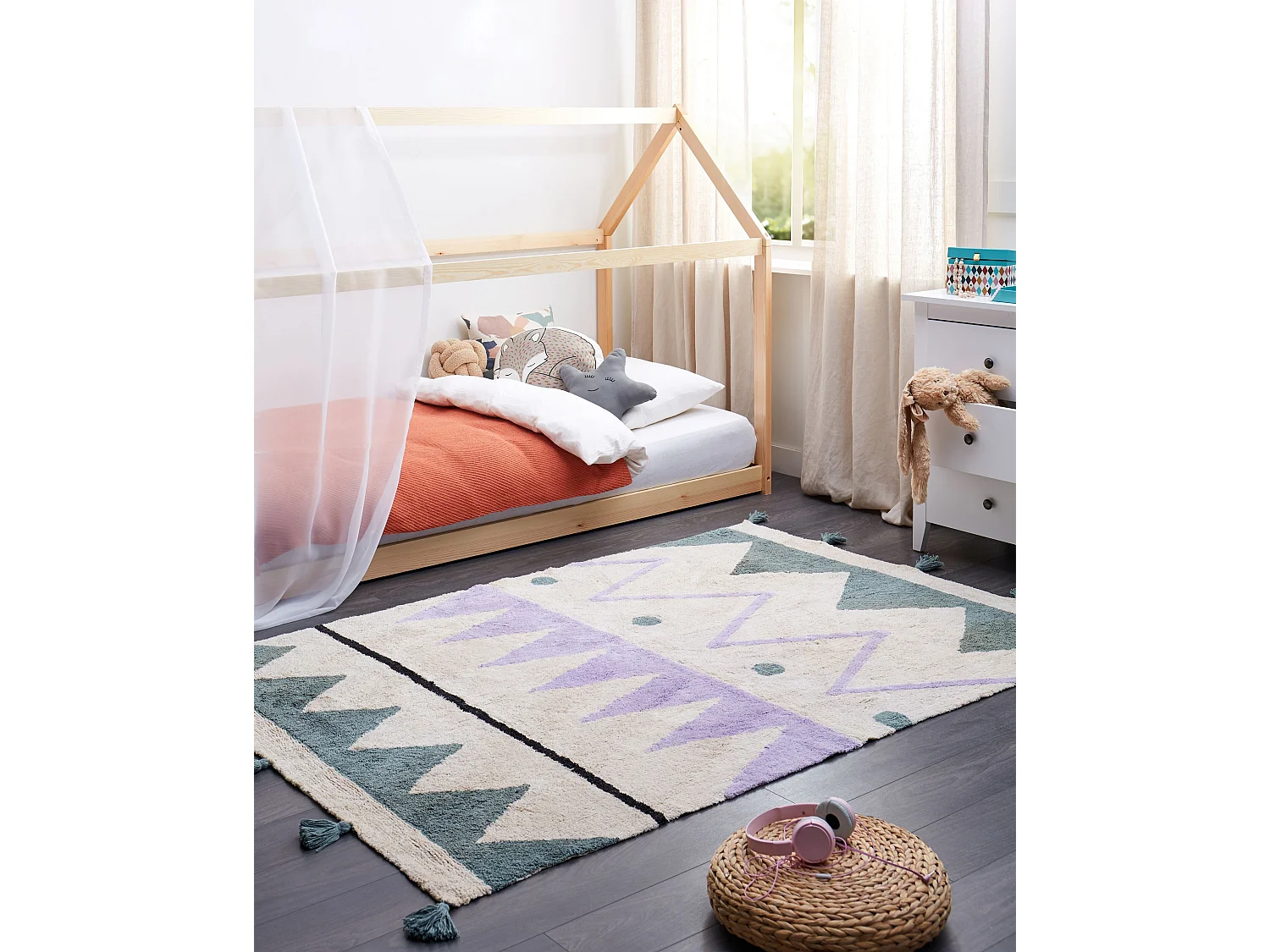 Kinderteppich aus Baumwolle 140 x 200 cm mehrfarbig ALAKOL