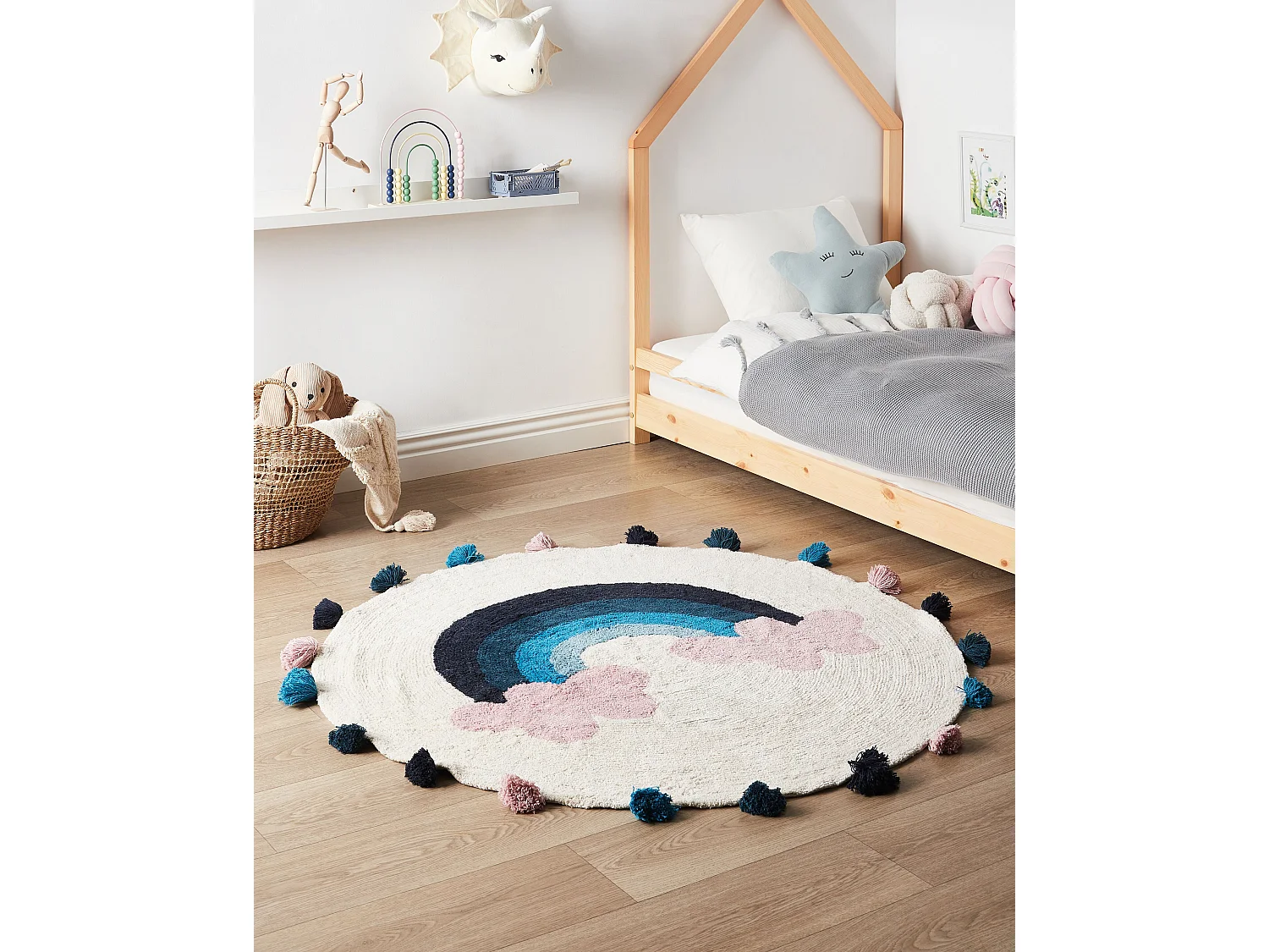 Runder Kinderteppich aus Baumwolle mit Regenbogenmotiv ø 120 cm mehrfarbig GORISA