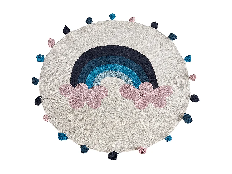 Alfombra de algodón multicolor motivo arco iris ø 120 cm GORISA