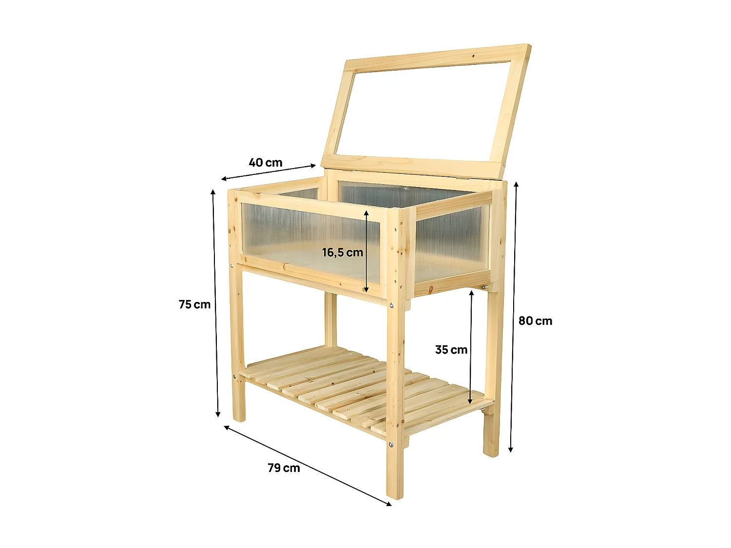 Gemüsegartenquadrat aus Holz auf Füßen "Rose" - 79 x 40 x 79,5 cm