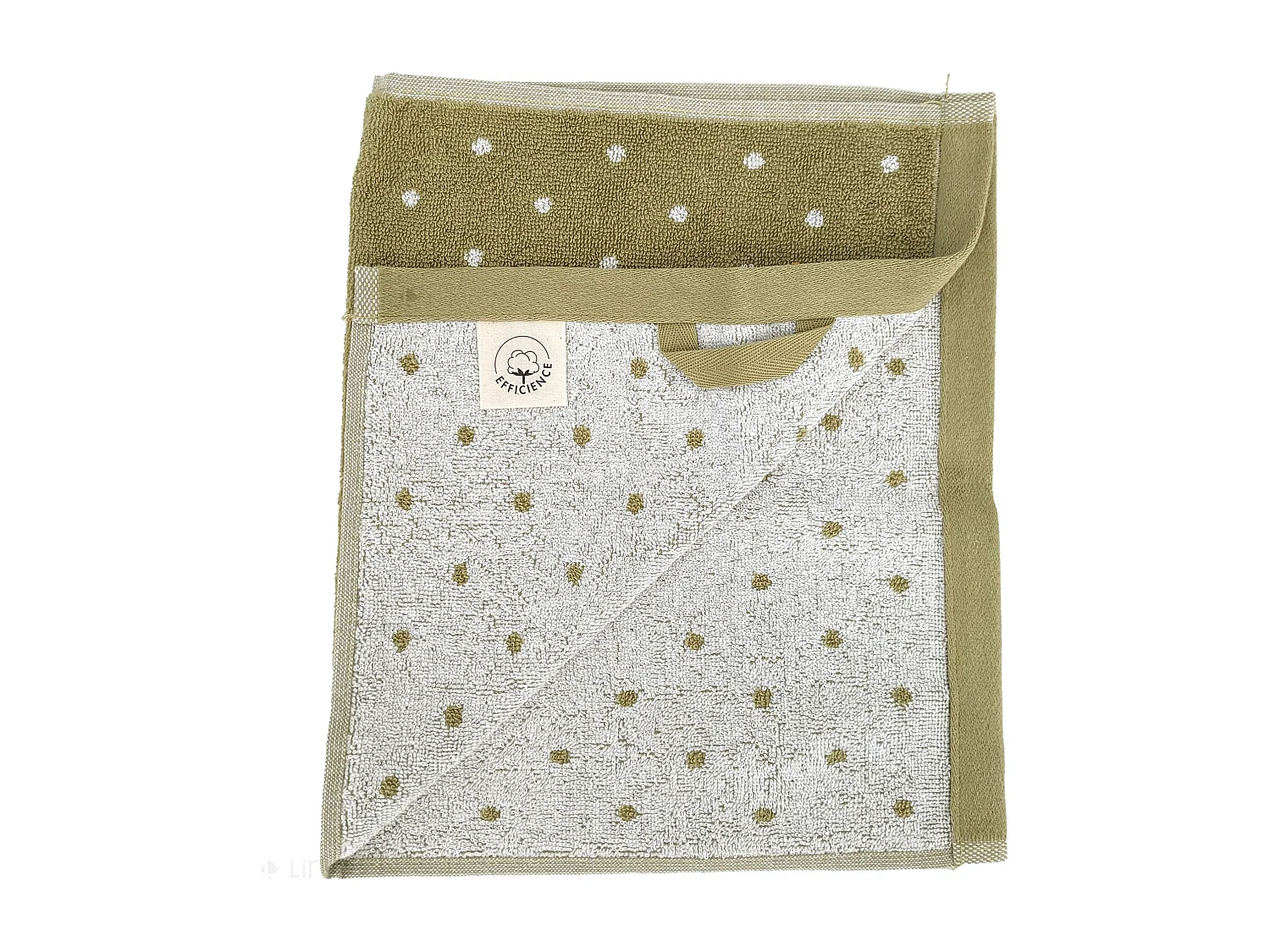 Serviette de toilette en coton 50x100 cm collection EFFICIENCE DOTS vert olive