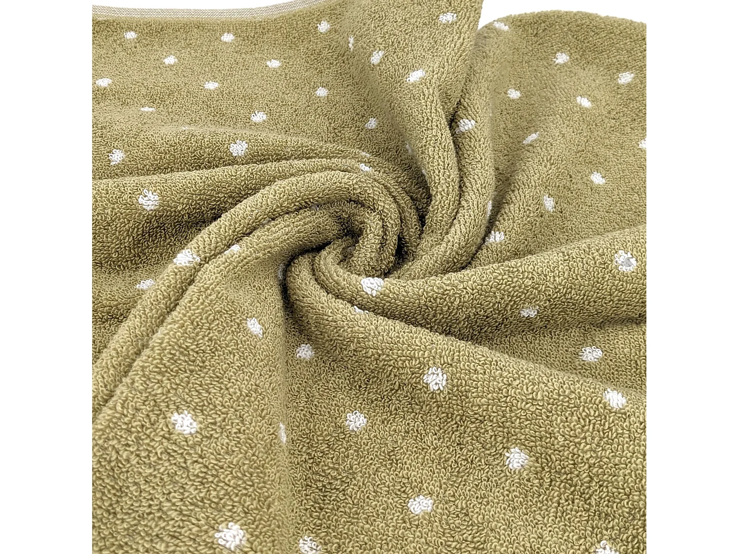 Lot de 2 serviettes invité 33x50 cm EFFICIENCE DOTS vert olive