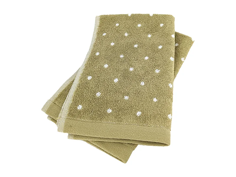 Lot de 2 serviettes invité 33x50 cm EFFICIENCE DOTS vert olive