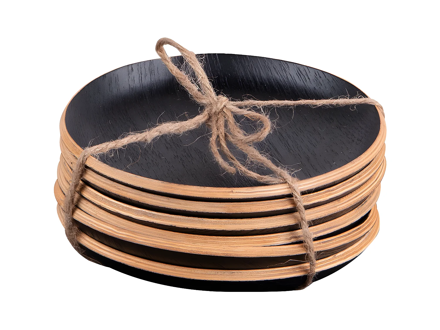 Set de 6 dessous de verre bois noir 12 cm