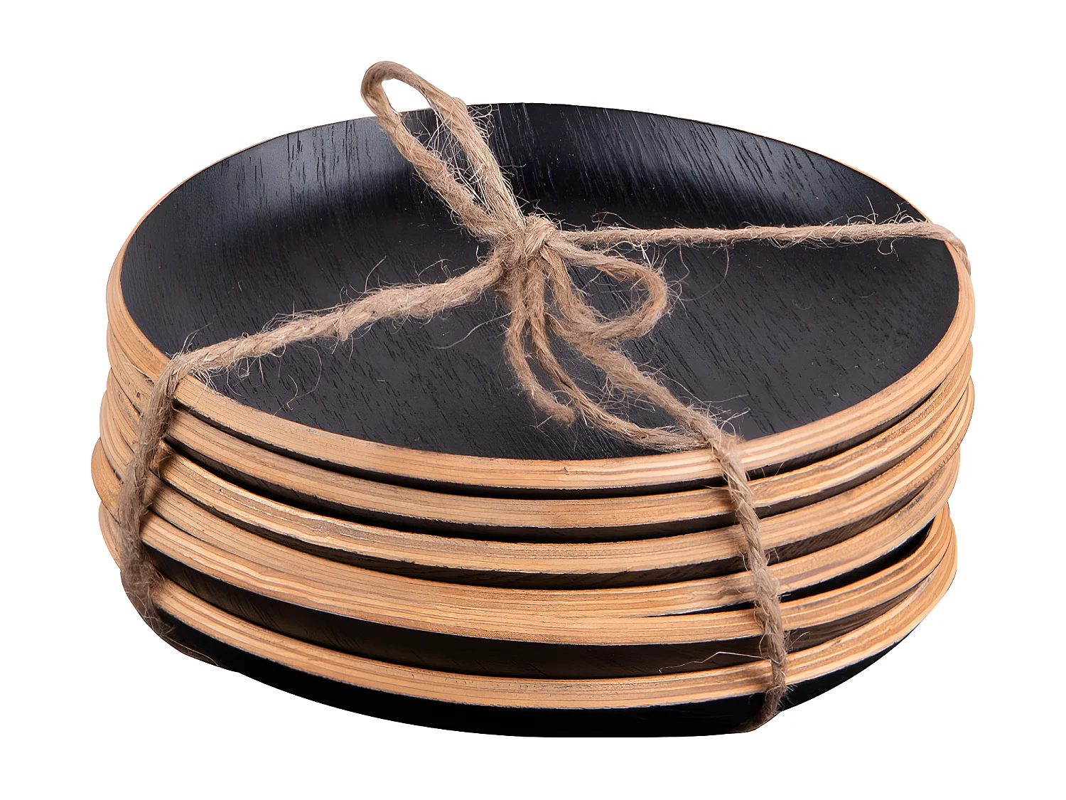 Set de 6 dessous de verre bois noir 12 cm