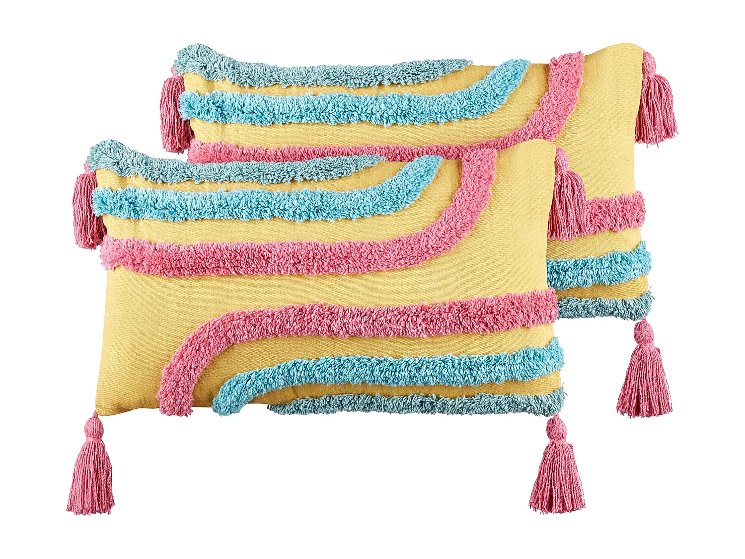 Sierkussen set van 2 getuft met kwastjes meerkleurig 30 x 50 cm DOLICHOS