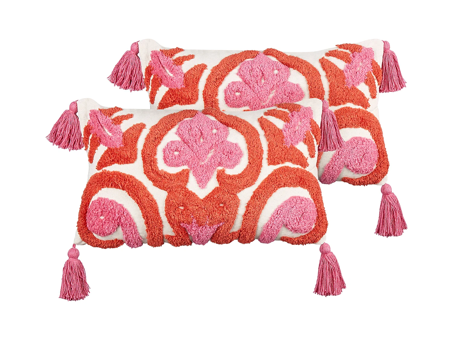 Lot de 2 coussins décoratifs FRAKSINUS Coton 30 x 50 cm Rose Motif géométrique