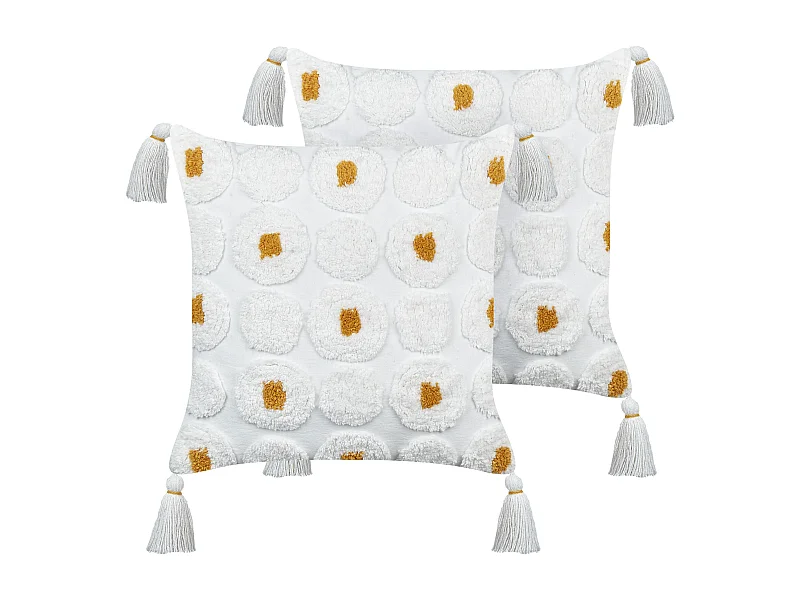 Set di 2 cuscini AZALIA Cotone 45 x 45 cm Bianco Trama floreale