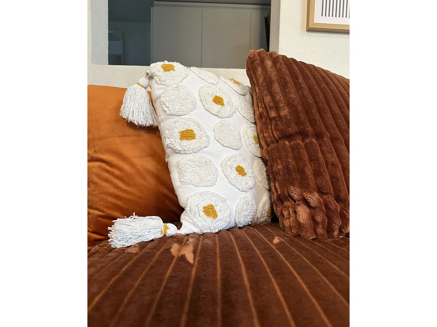 Lot de 2 coussins décoratifs AZALIA Coton 45 x 45 cm Blanc Motif floral