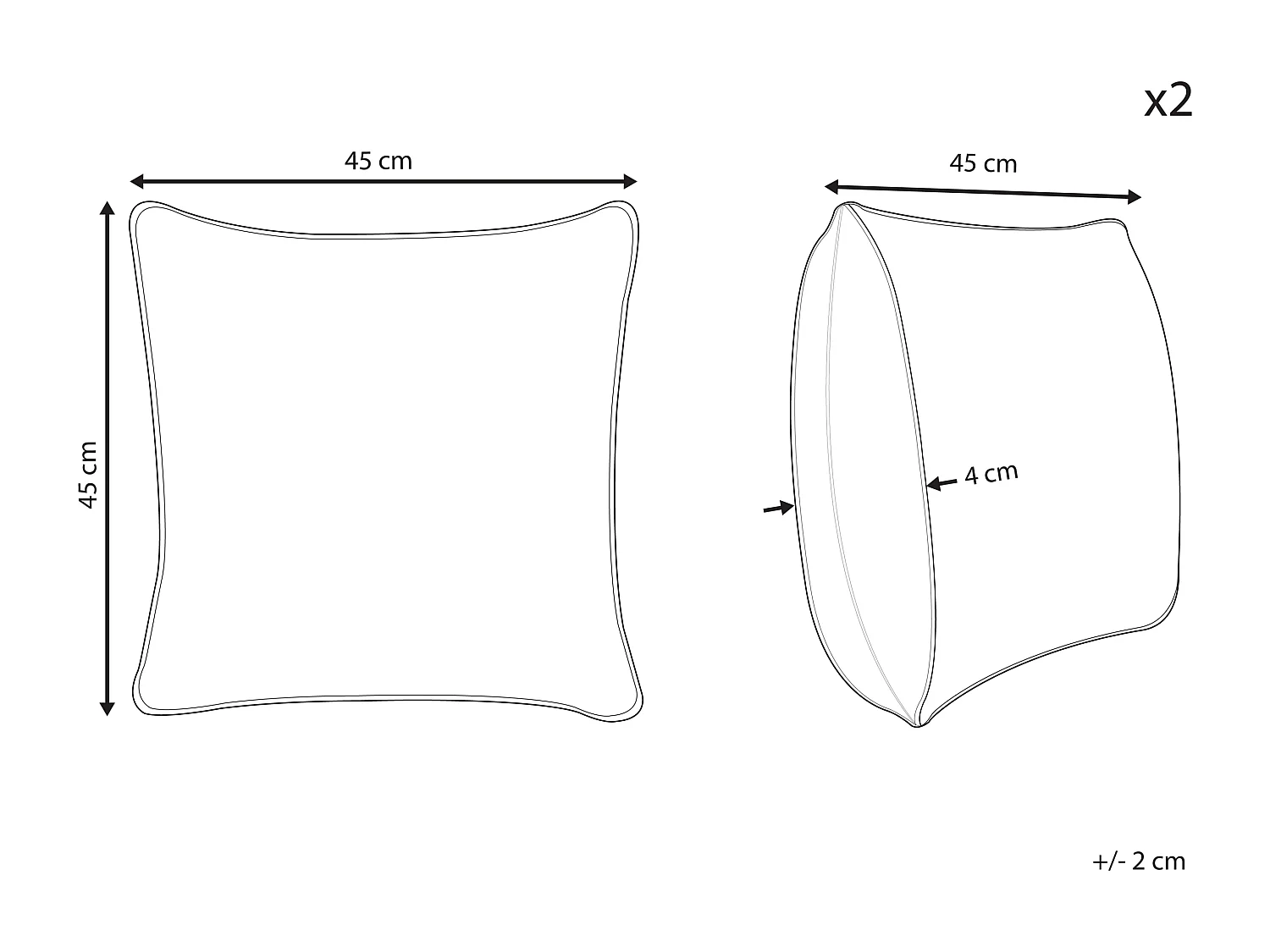 Lot de 2 coussins décoratifs PANDAPAW Coton 45 x 45 cm Blanc