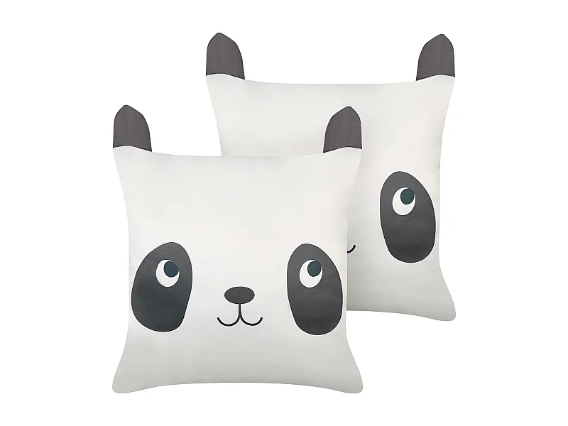 Lot de 2 coussins décoratifs PANDAPAW Coton 45 x 45 cm Blanc