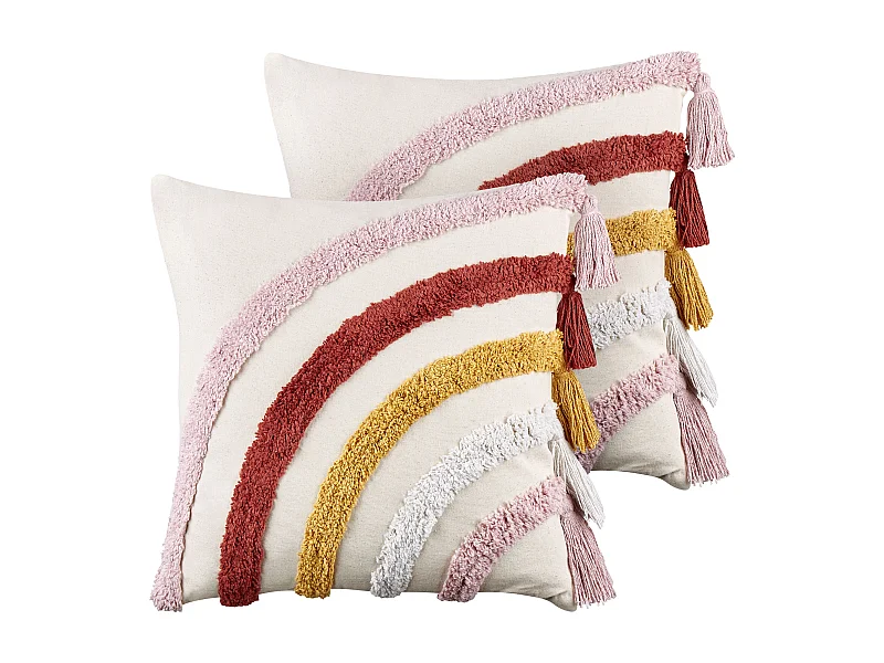 Lot de 2 coussins décoratifs RAINSTAR Coton 45 x 45 cm Multicolore