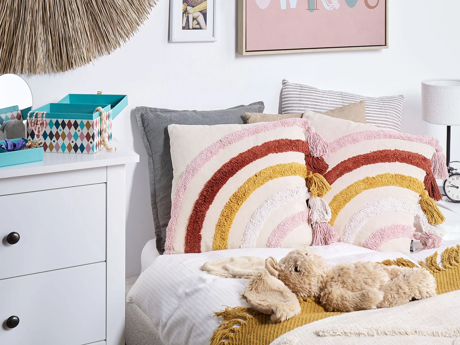 Lot de 2 coussins décoratifs RAINSTAR Coton 45 x 45 cm Multicolore