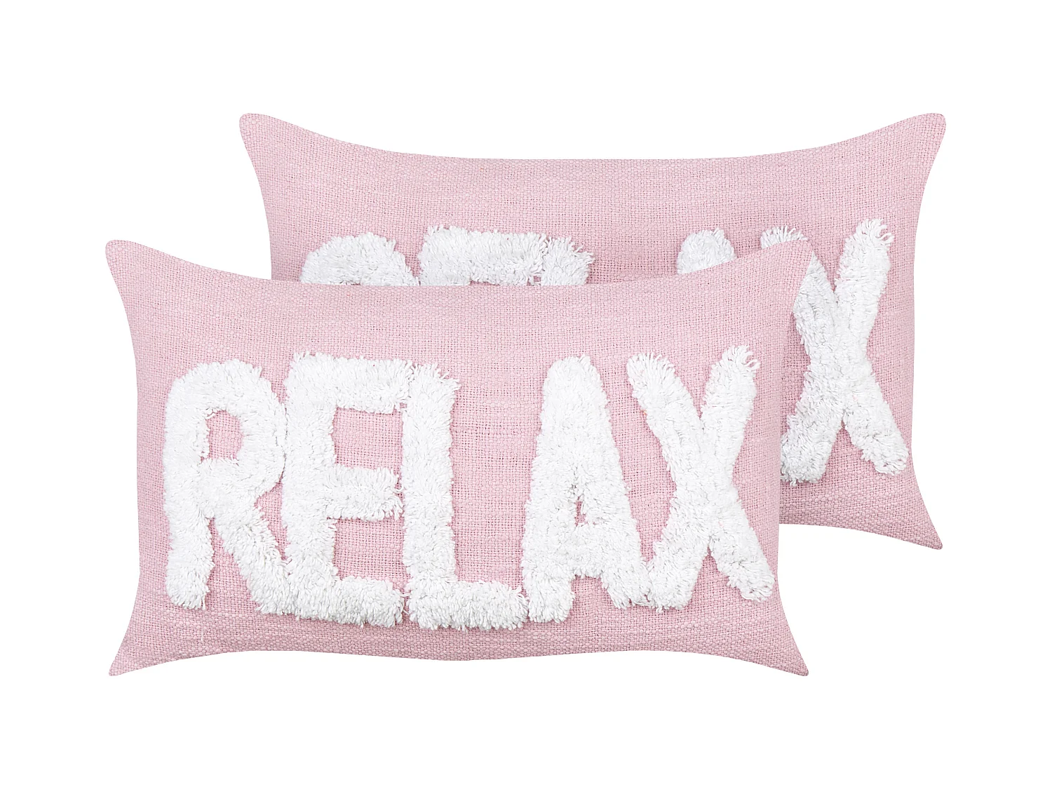 Dekokissen 2er Set 30x50 cm Baumwolle rosa / weiß beschriftet modern Relaxify