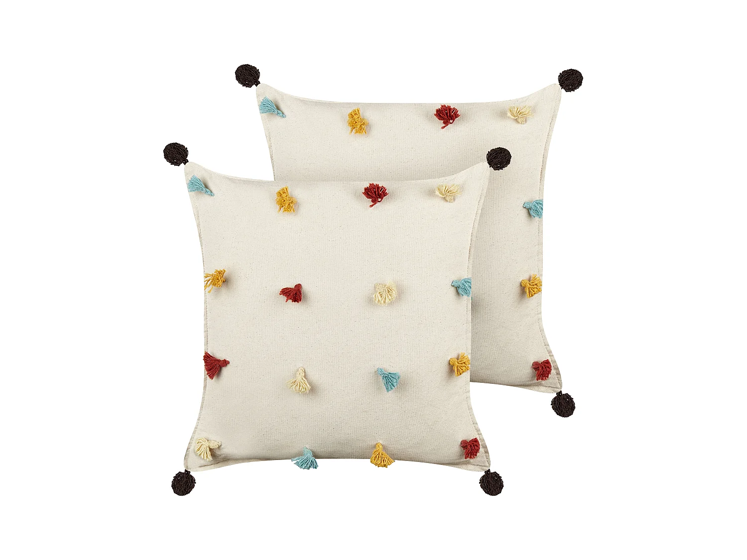 Sierkussen set van 2 katoen lichtbeige 45 x 45 cm FUSSEL