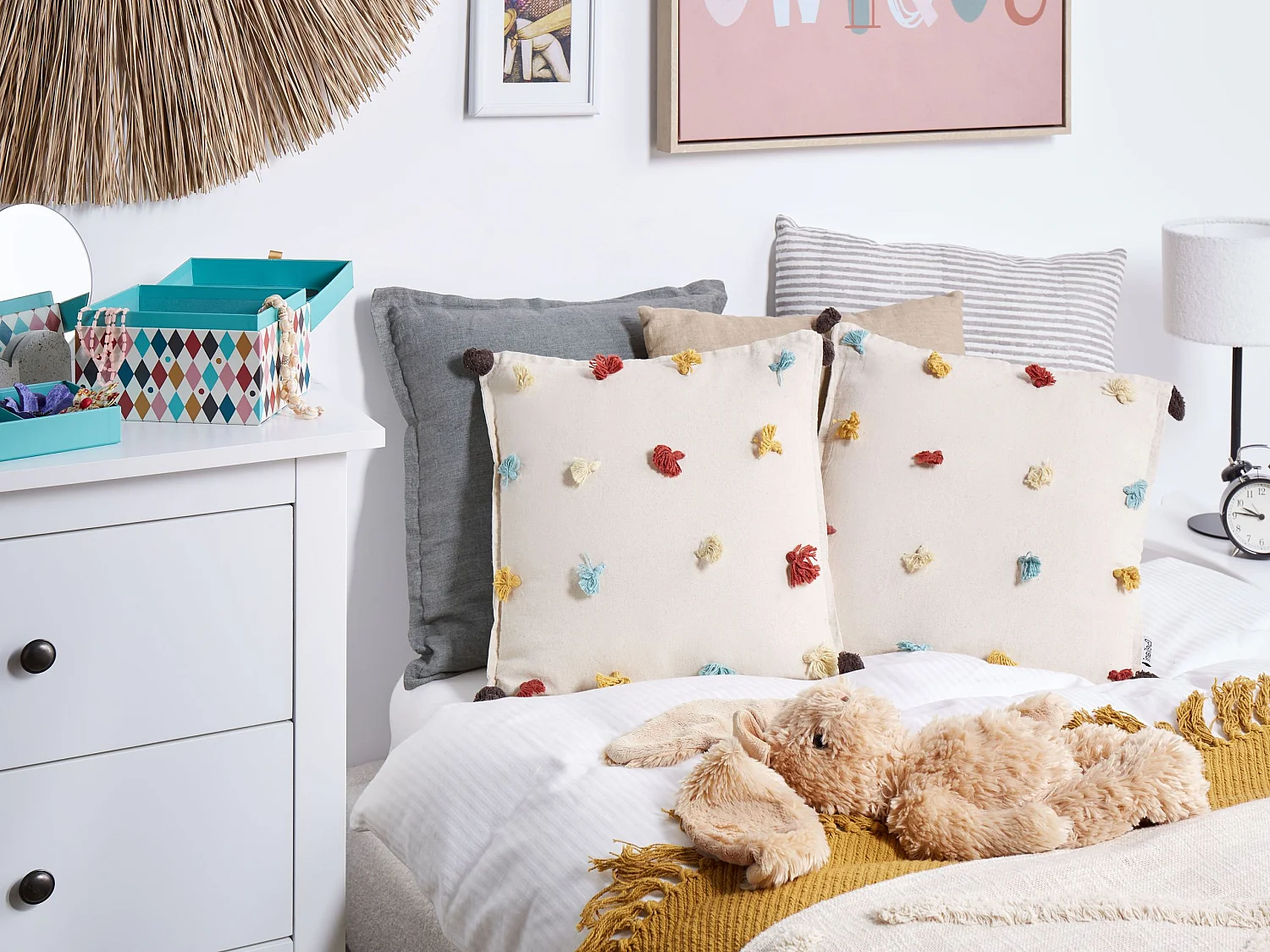 Sierkussen set van 2 katoen lichtbeige 45 x 45 cm FUSSEL