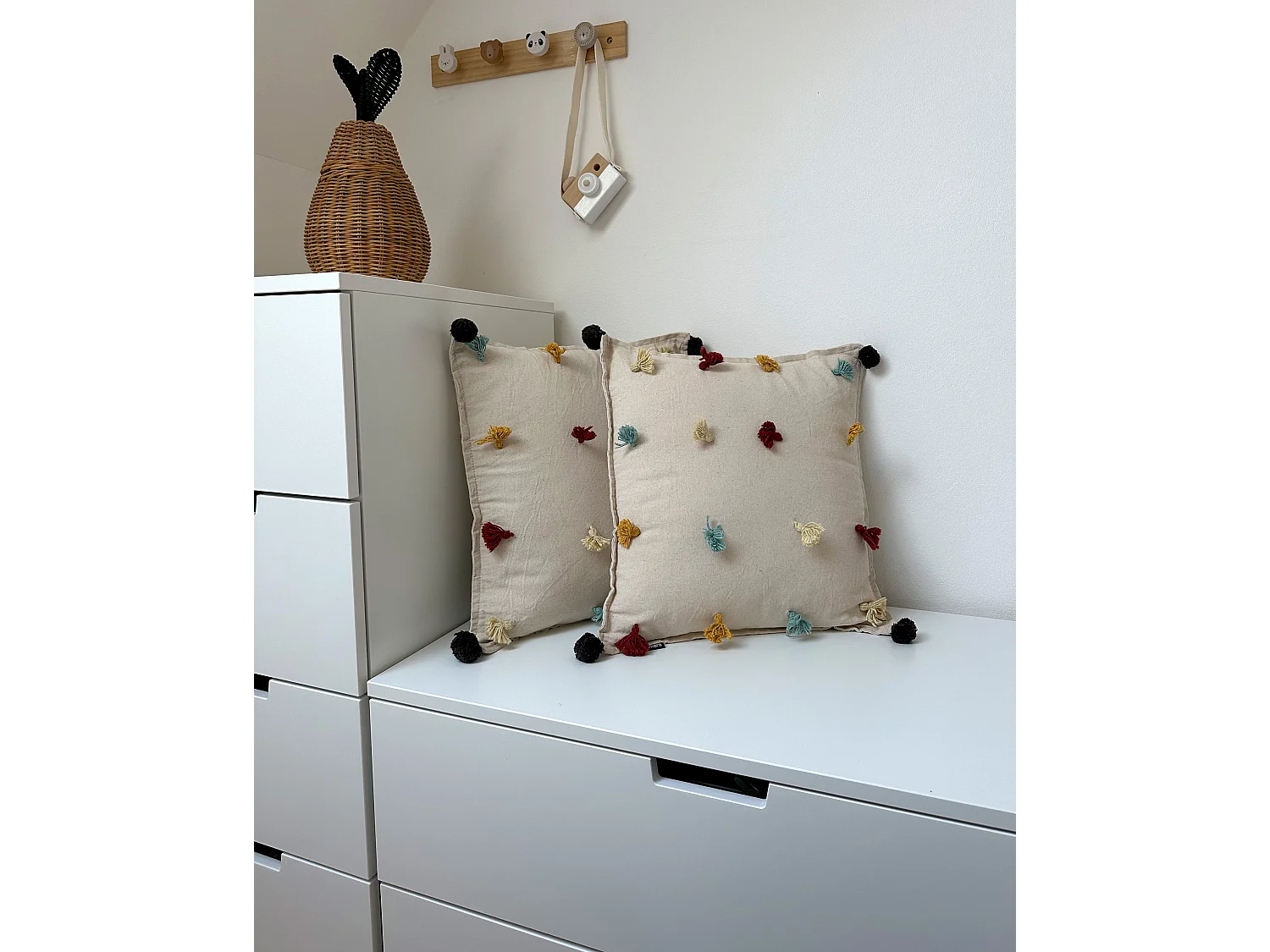 Sierkussen set van 2 katoen lichtbeige 45 x 45 cm FUSSEL