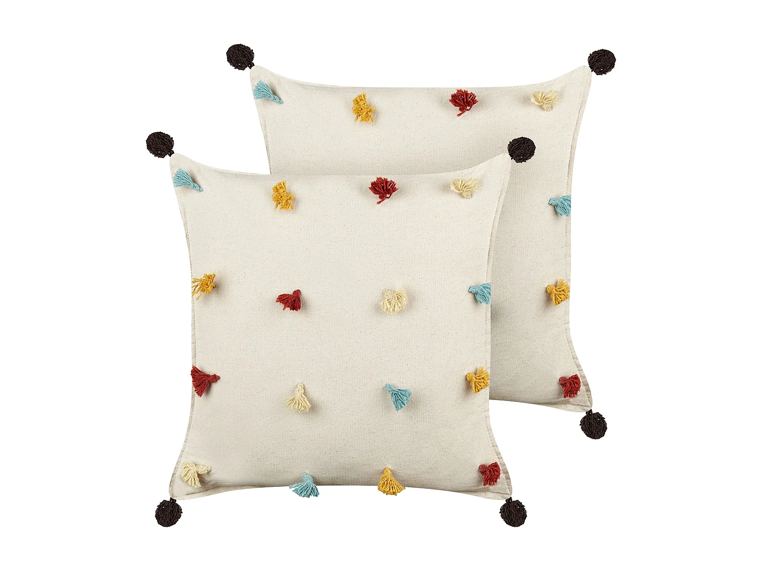 Lot de 2 coussins décoratifs FUSSEL Coton 45 x 45 cm Beige clair