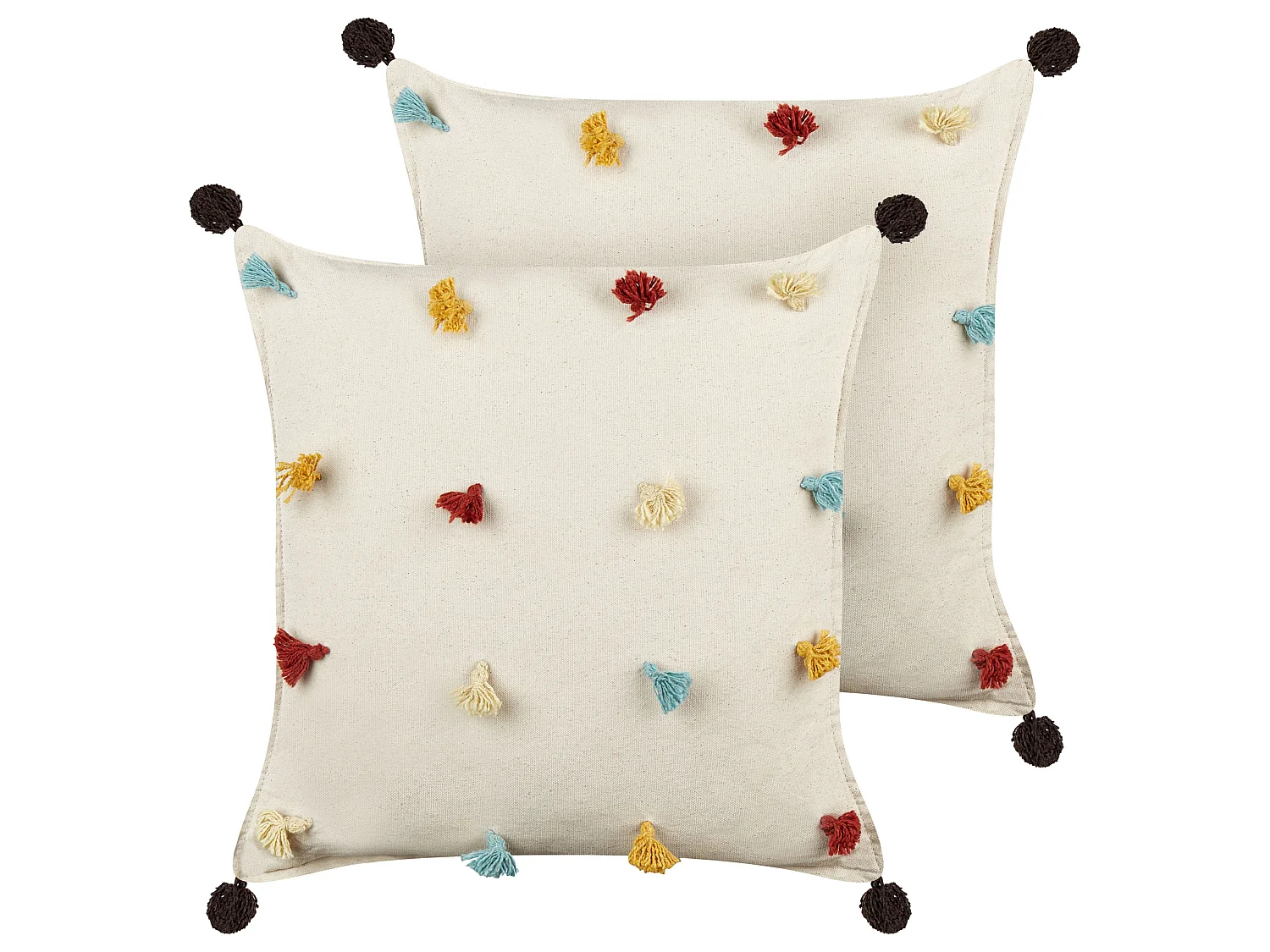 Set of 2 Decorative Cushions FUSSEL Cotton 45 x 45 cm Light Beige