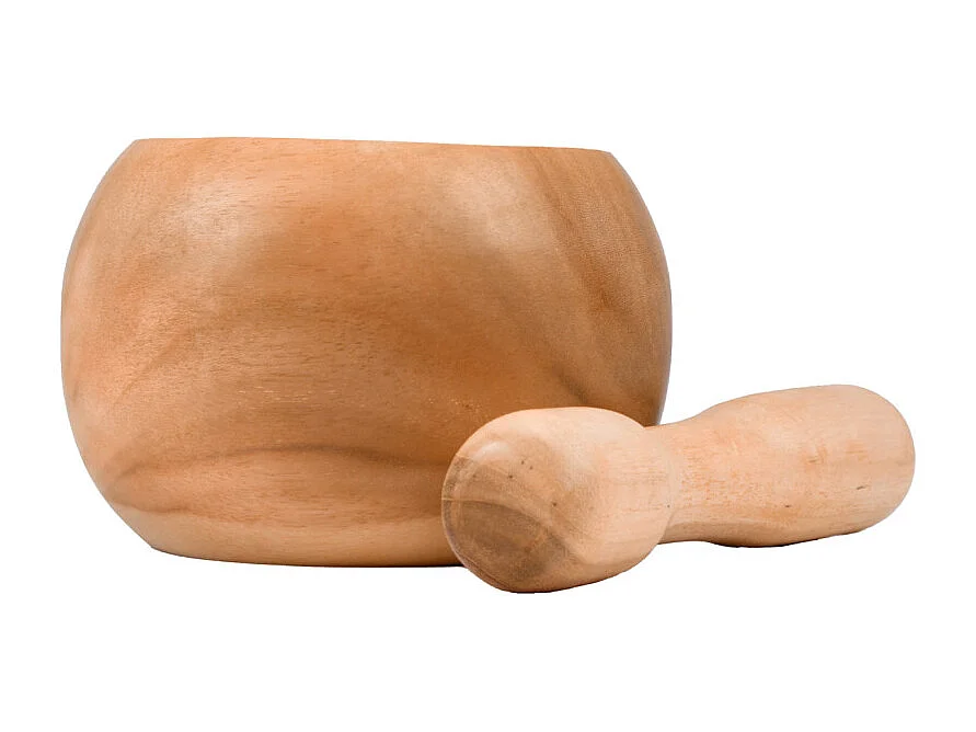 Mortier et pilon de cuisine presse épices rond en bois de teck – YUKI