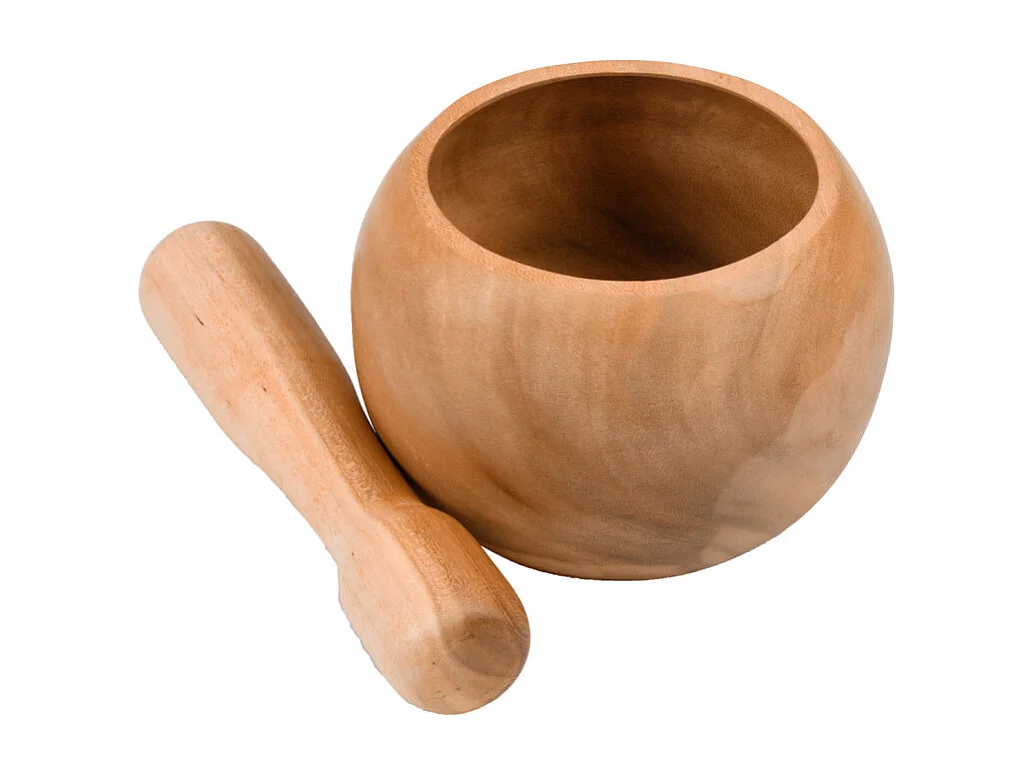 Mortier et pilon de cuisine presse épices rond en bois de teck – YUKI