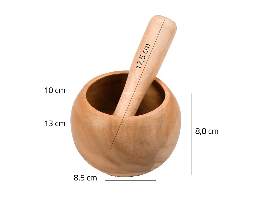 Mortier et pilon de cuisine presse épices rond en bois de teck – YUKI