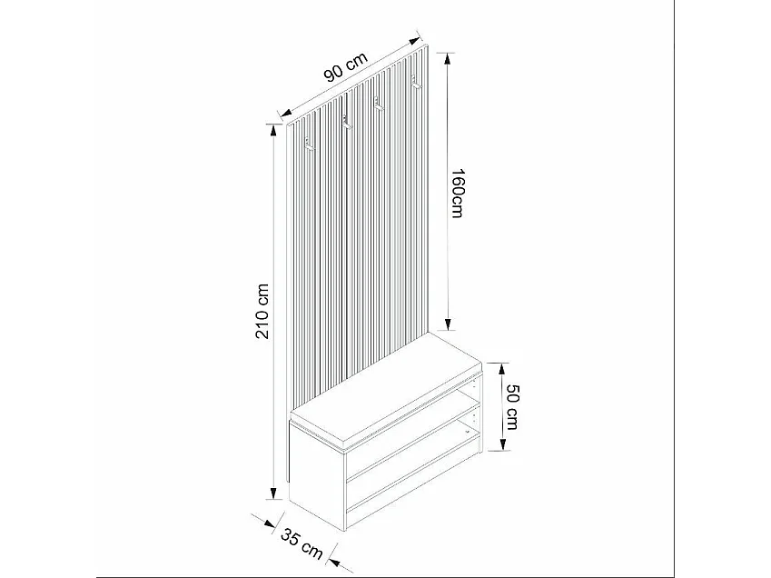 Meuble d'entrée EWY 90x210x35 CM