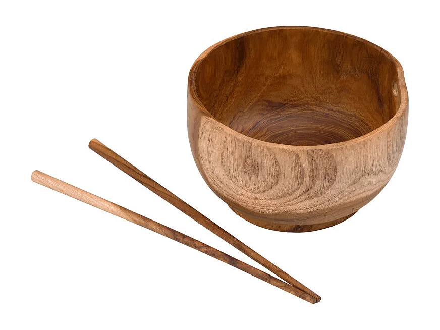 Lot 2 bols à nouilles et soupes avec baguettes en bois de teck – IVY
