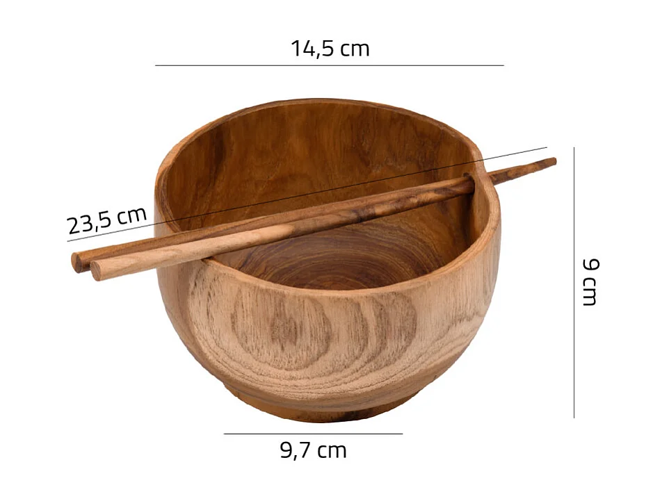 Lot 2 bols à nouilles et soupes avec baguettes en bois de teck – IVY