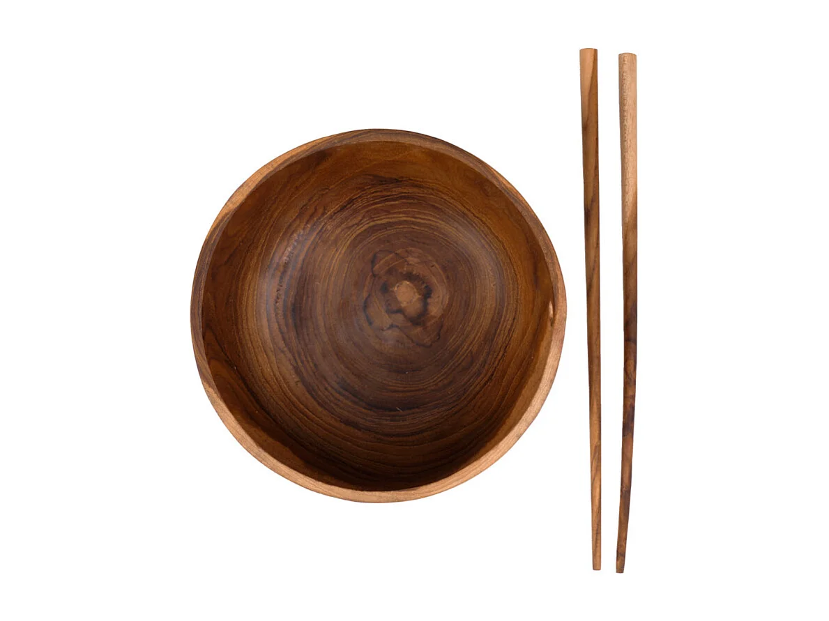 Lot 2 bols à nouilles et soupes avec baguettes en bois de teck – IVY