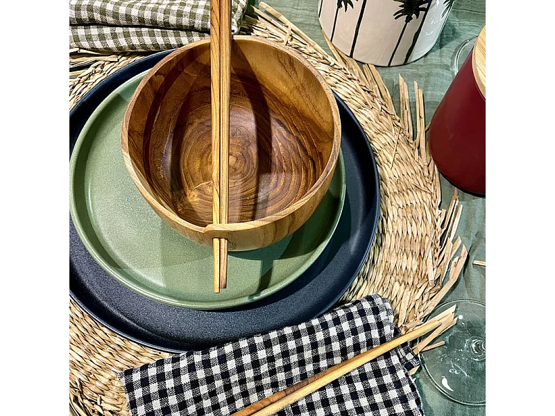Lot 2 bols à nouilles et soupes avec baguettes en bois de teck – IVY